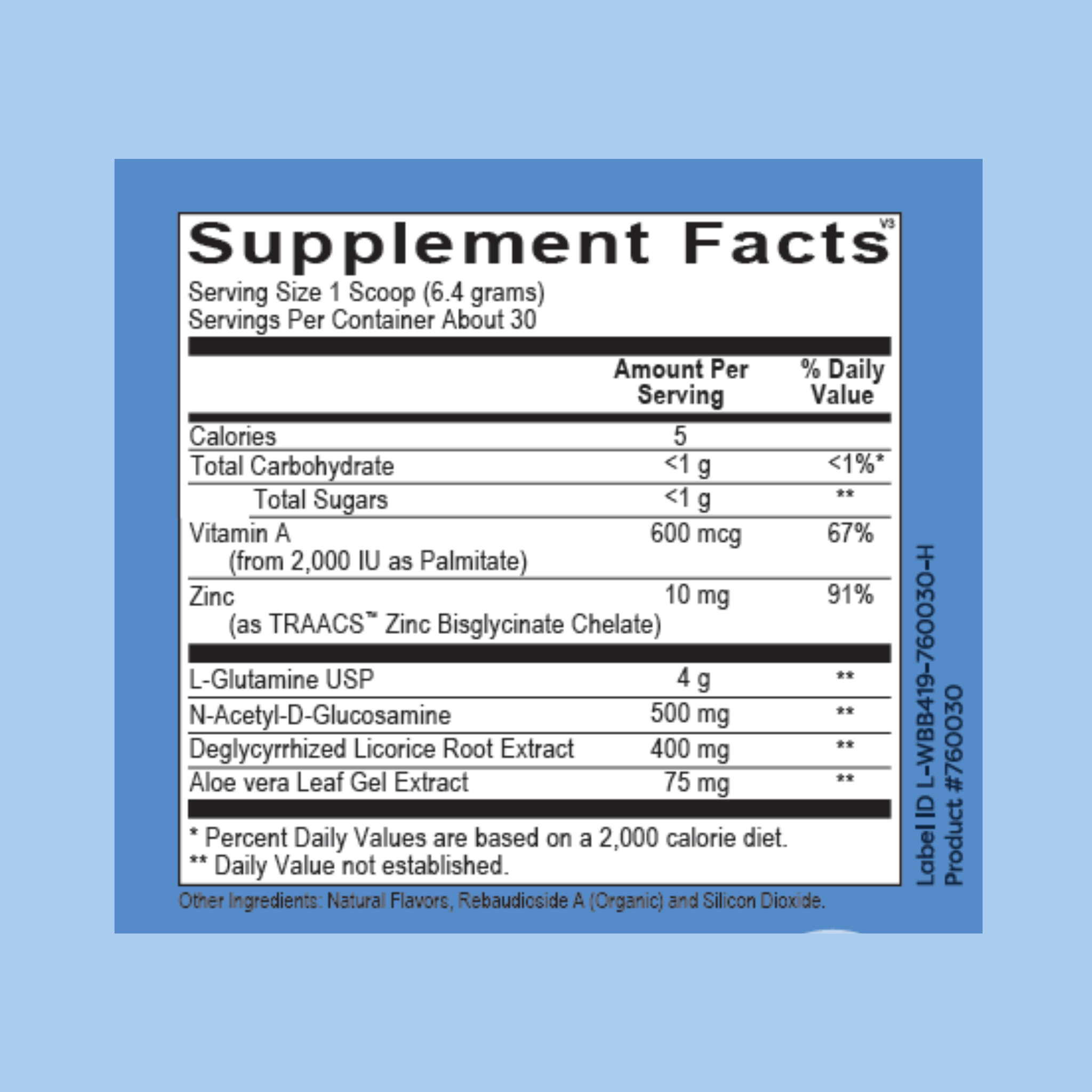 image of the supplemental facts uf the gut soother by gutpersonal