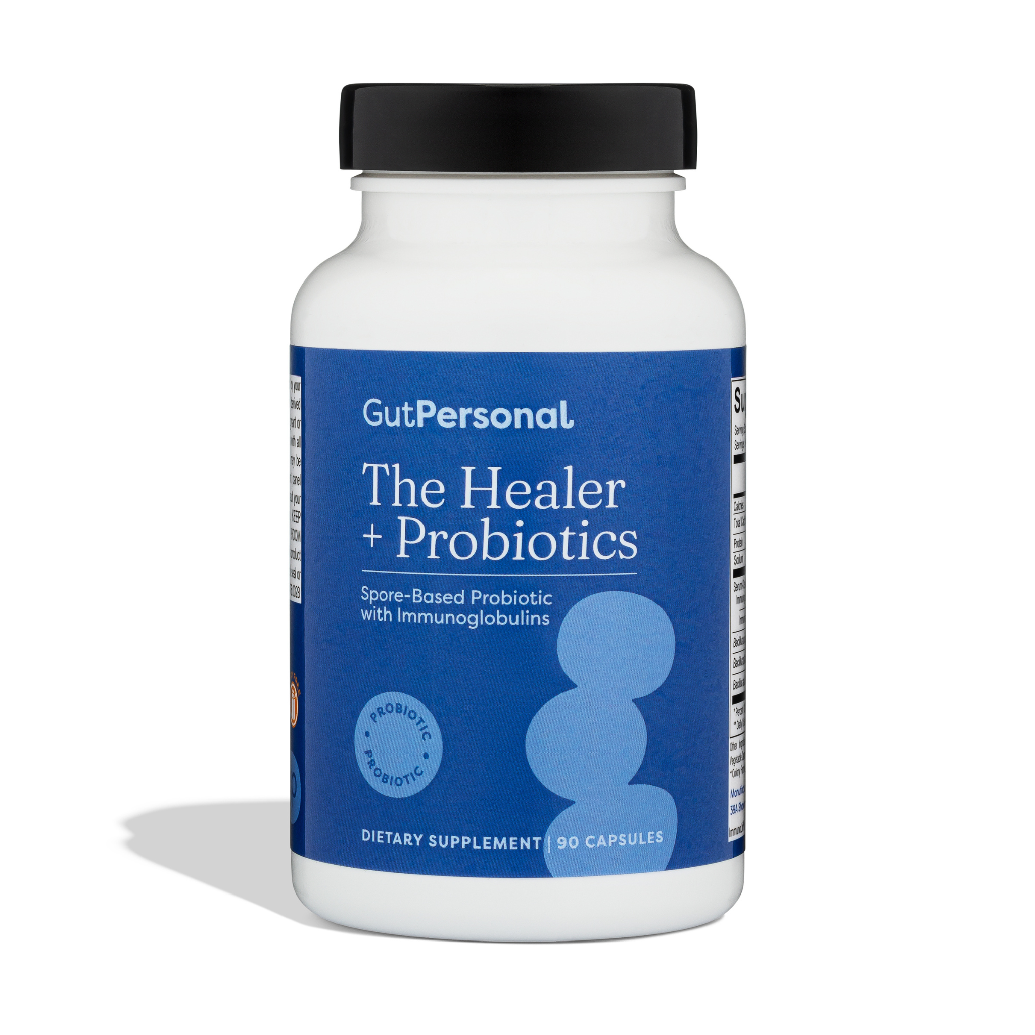 pill bottle of the healer + probiotics