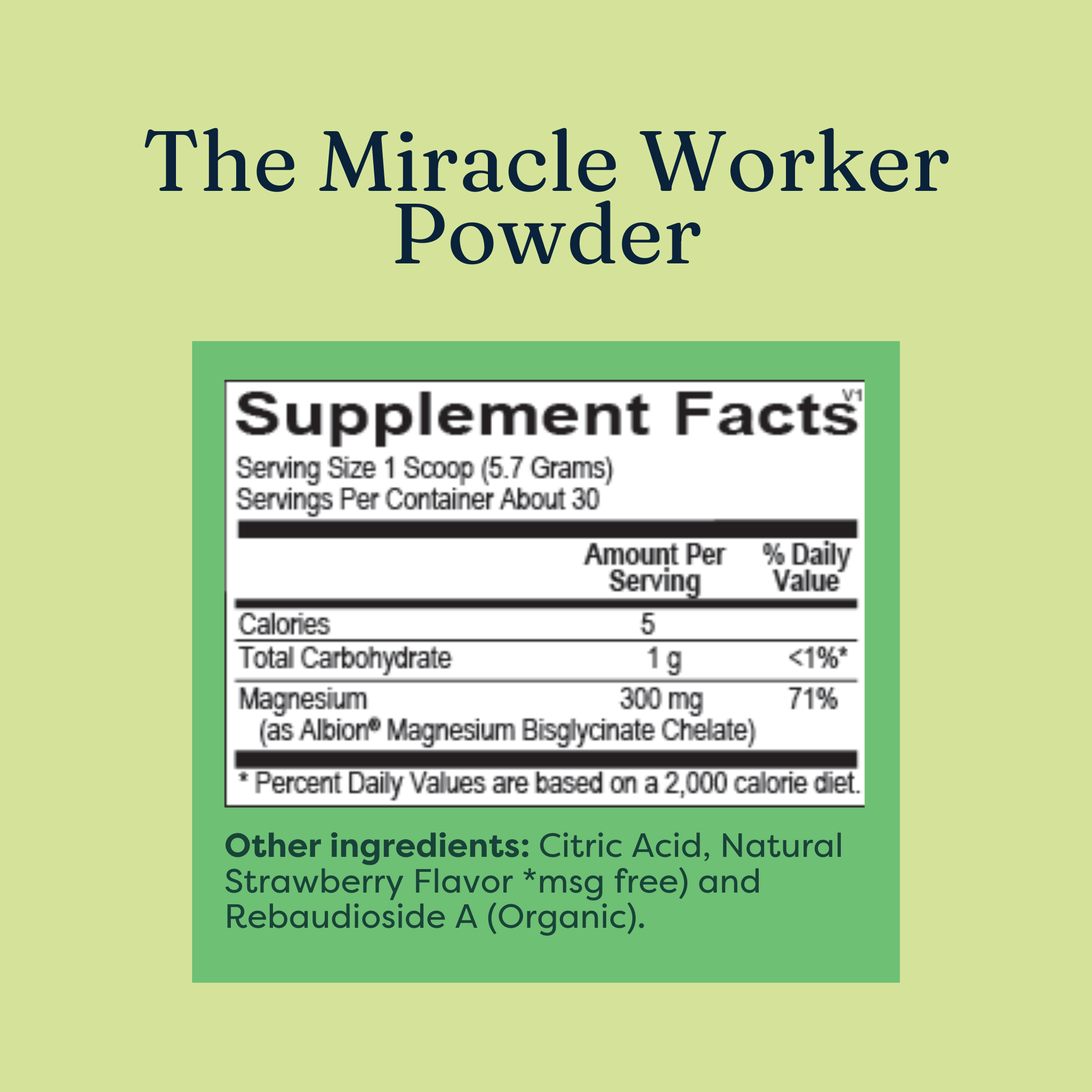 image of the list of the supplement facts of the miracle worker powder by gutpersonal