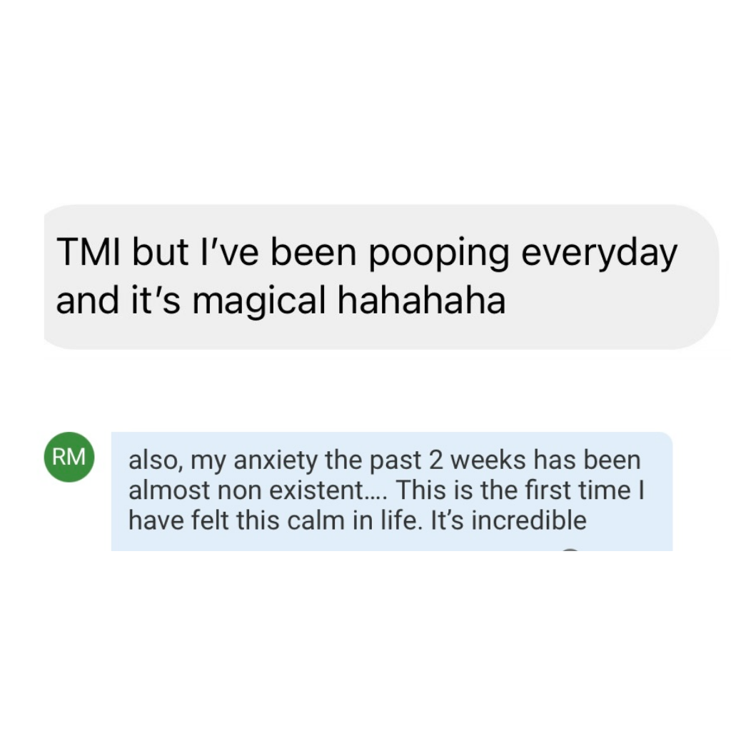 two screenshots of written testimonials for the gut fix program