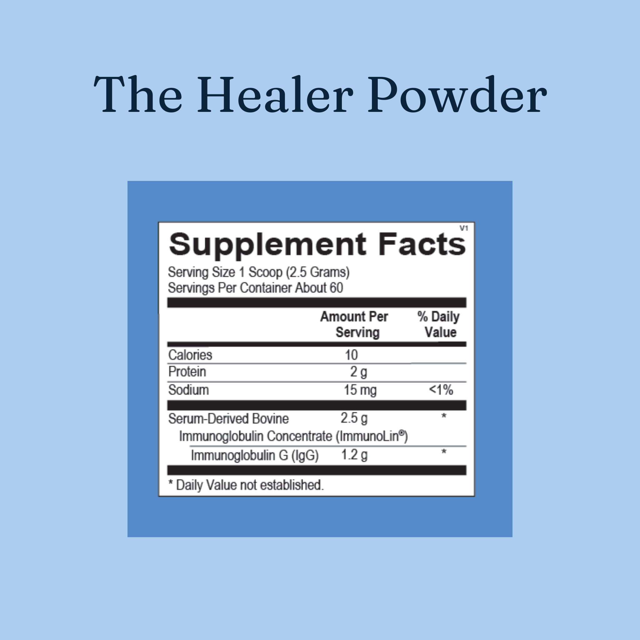 image of the list of supplement facts in the healer powder by gutpersonal